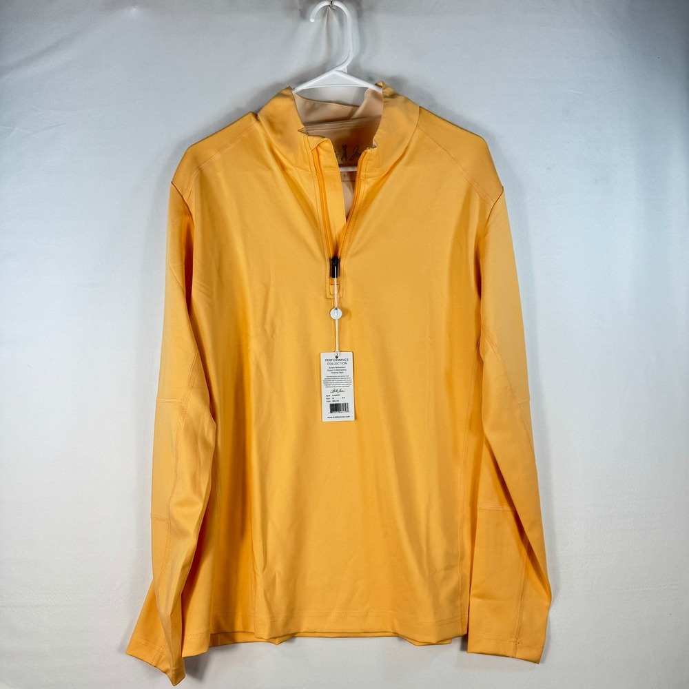 Bobby Jones Performance Mens Orange Quarter Zip Golf Pullover Shirt Medium NWT